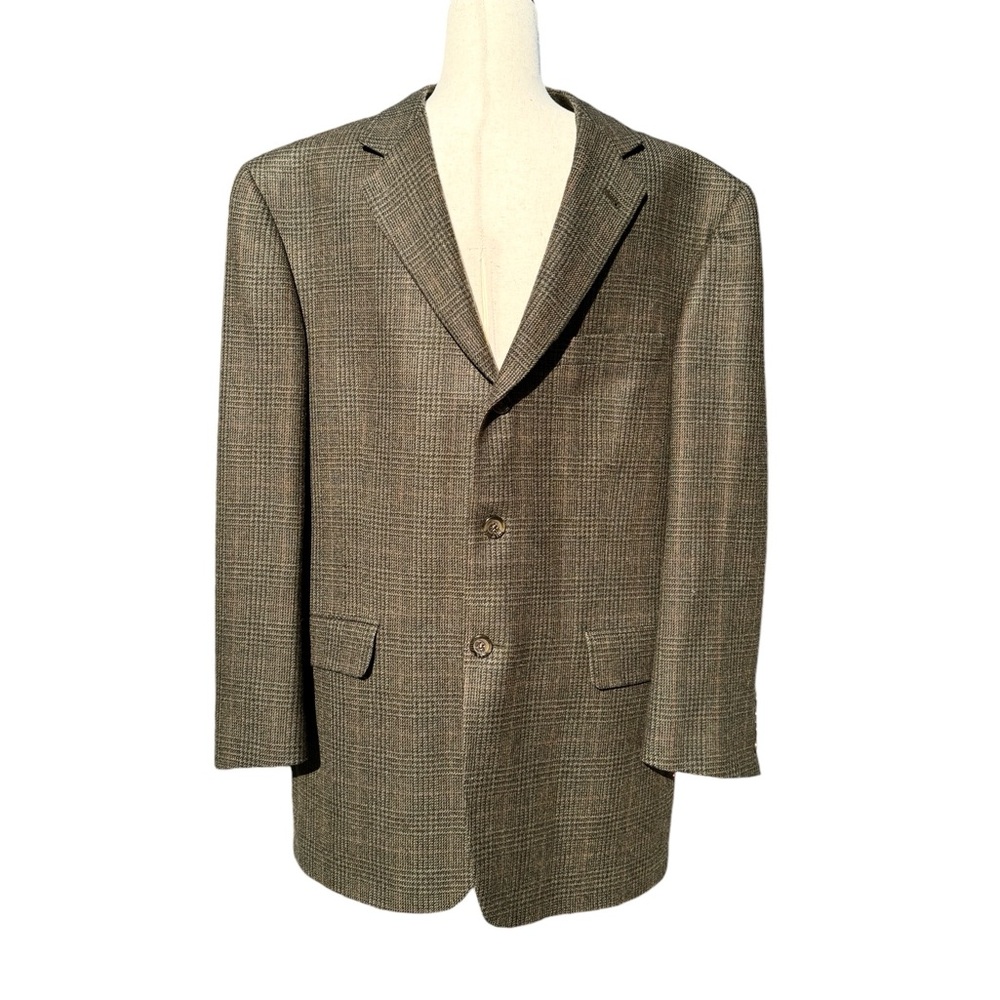 BURBERRY LONDON Men's  Green ‎ Plaid Wool Blazer Size 42